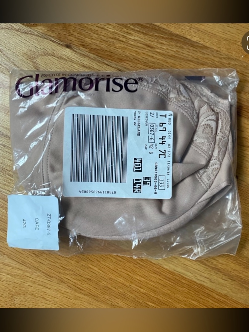 Glamorise Front-Closure Front WondeWire Cafe Beige Bra NEW - Picture 4 of 11